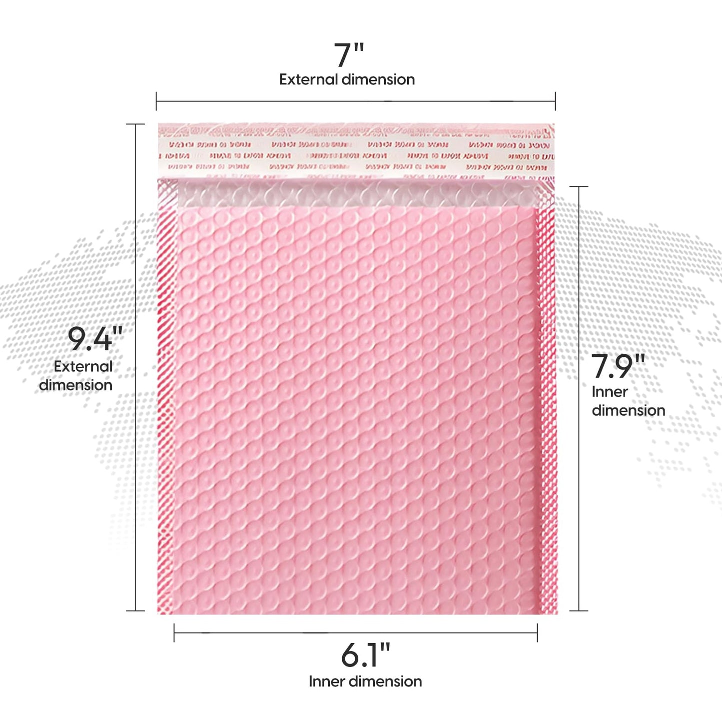 Bubble Mailers Waterproof 6 x 8 inches 50pcs Shipping Envelopes Multicolors Padded Envelopes Self Seal Adhesive (Pink, 6''x8'')