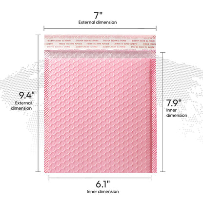 Bubble Mailers Waterproof 6 x 8 inches 50pcs Shipping Envelopes Multicolors Padded Envelopes Self Seal Adhesive (Pink, 6''x8'')