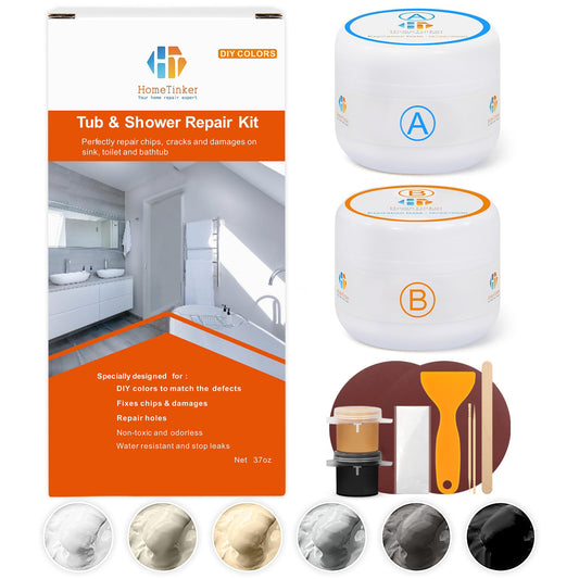 Porcelain Repair Kit (Color Match), Bathtub Repair Kit White, Tub Repair Kit White, 3.7oz Fiberglass Repair Kit for Porcelain Ceramic Enamel Acrylic, Tub Tile Sink and Shower Chip Crack Repair Kit