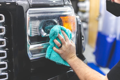 The Rag Company - Eagle Edgeless 450 - Professional Korean 70/30 Blend Super Plush Microfiber Detailing Buffing Polishing Drying Towels for Cars 16x16 in, Teal Blue (6-Pack)