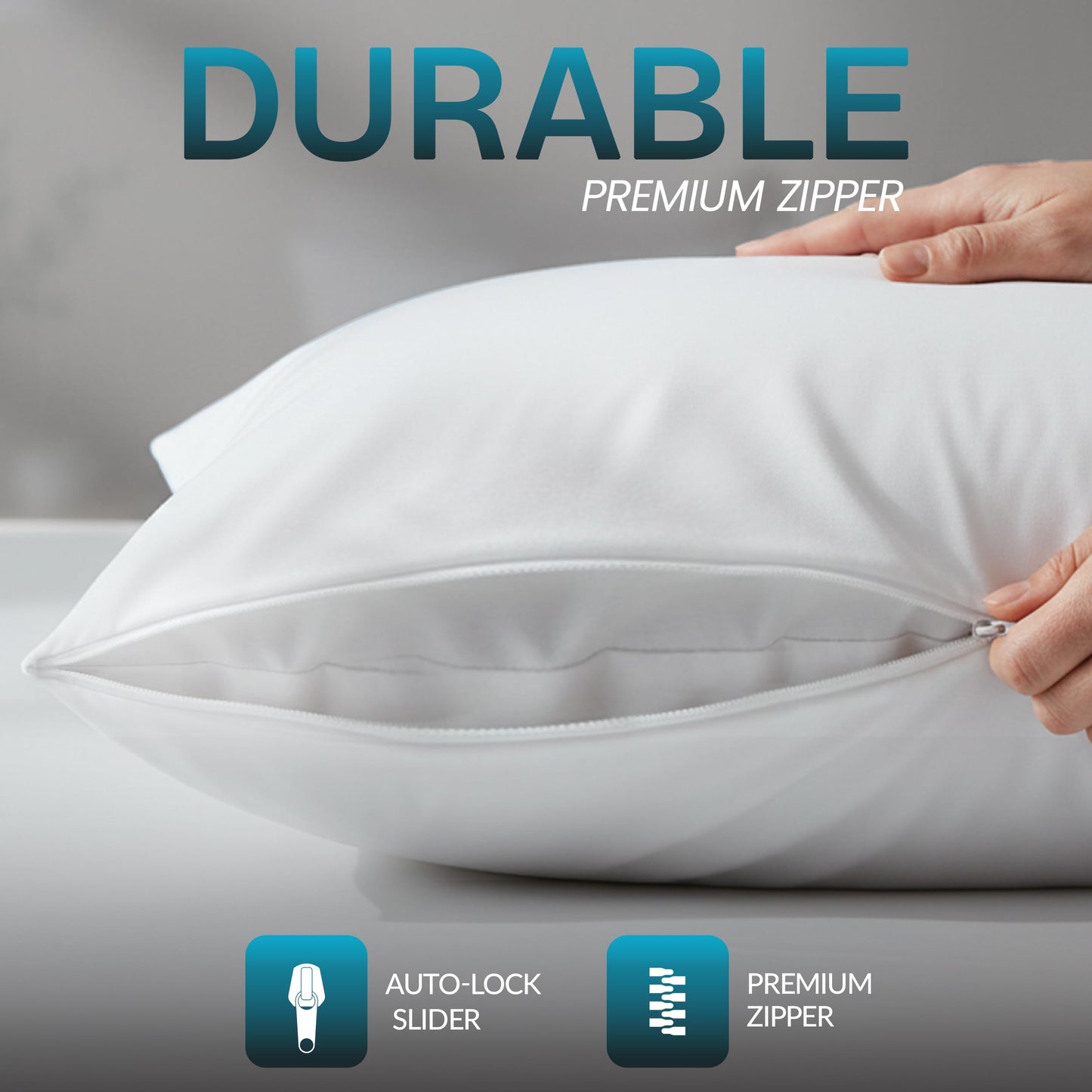 Beddora 4 Pack Pillow Protectors King Size – Waterproof Zippered Pillow Case Covers, Bed Bug & Dust Mite Proof Pillow Encasements 20 x 36 Inces, Soft Noiseless Waterproof Pillow Covers for Sleeping