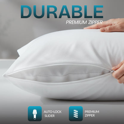 Beddora 4 Pack Pillow Protectors King Size – Waterproof Zippered Pillow Case Covers, Bed Bug & Dust Mite Proof Pillow Encasements 20 x 36 Inces, Soft Noiseless Waterproof Pillow Covers for Sleeping