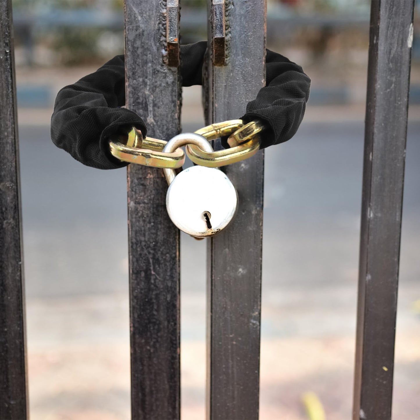 Yarlung 2 Feet Hardened Steel Security Chain, 10KS 3/8" Thick Heavy Duty Square Link Chain for Bikes, Motorcycles, Protected from Prying, Sawing, and Cutting