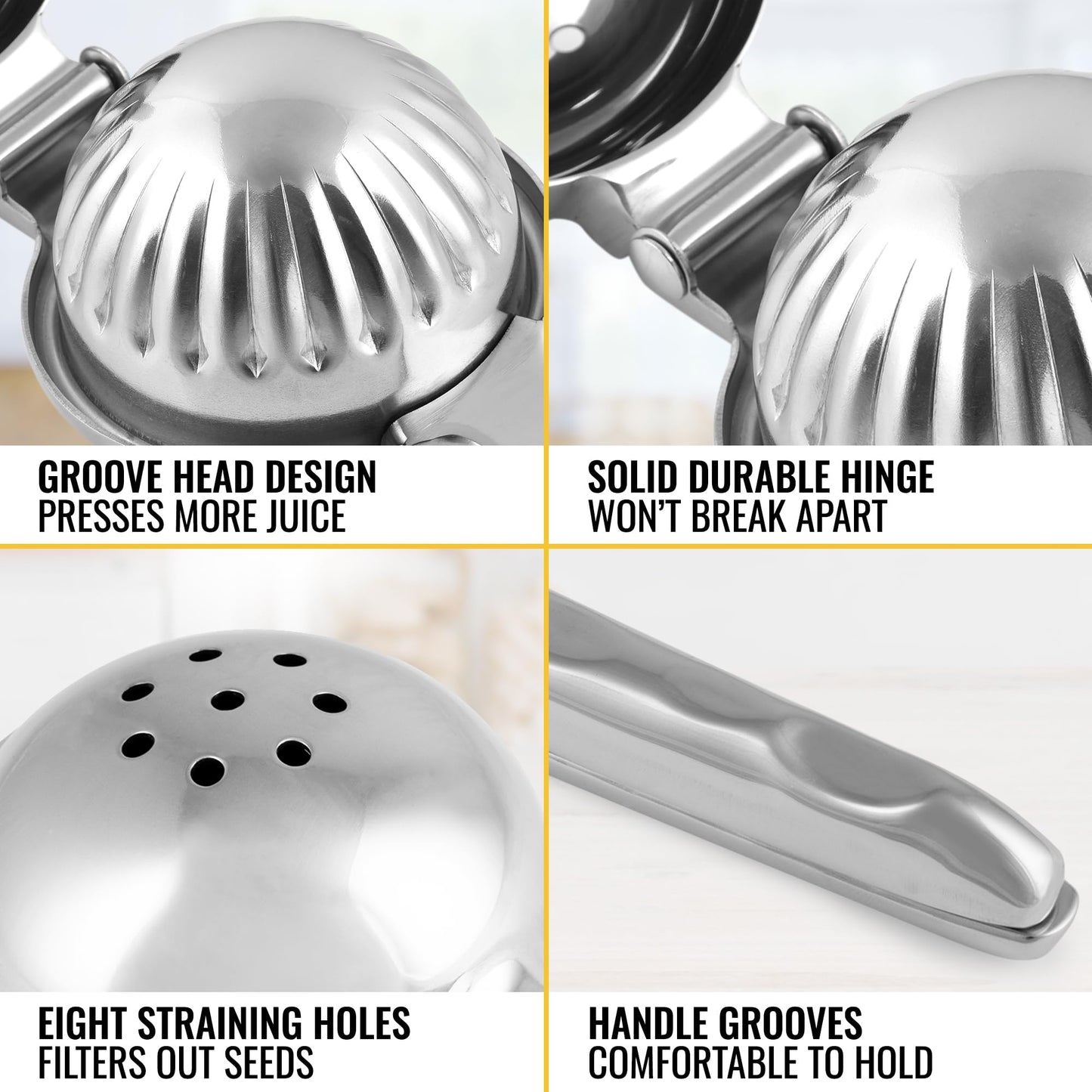 Zulay Kitchen Stainless Steel Lime & Lemon Squeezer Handheld - Steel Citrus Juicer Handheld - (Stainless Steel)