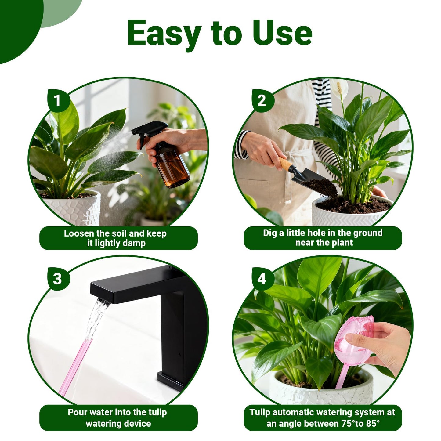 WRENYZK 8 Pcs Self Watering Globes Bulbs for Indoor Outdoor Plants, Tulip Self Watering Globes, Automatic Plant Watering Devices with Plant Labels, Plastic Watering Balls for Plants