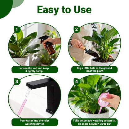 WRENYZK 8 Pcs Self Watering Globes Bulbs for Indoor Outdoor Plants, Tulip Self Watering Globes, Automatic Plant Watering Devices with Plant Labels, Plastic Watering Balls for Plants