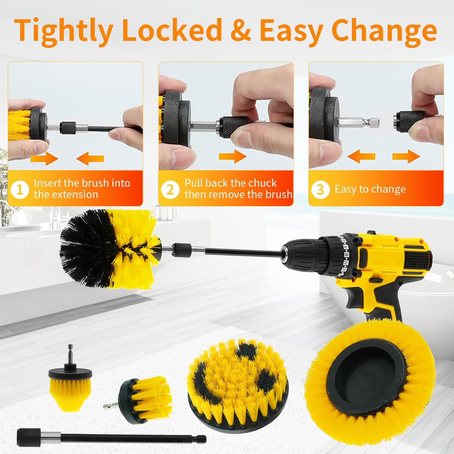 TOWBRUS 10 Pack Drill Cleaning Brush Attachment Set, Brush Drill Attachment for Cleaning Grout, Floor, Tub, Shower, Tile, Sink, Bathroom, Kitchen, Car, Narrow Gaps, Perfect for Hard-to-Reach Surfaces