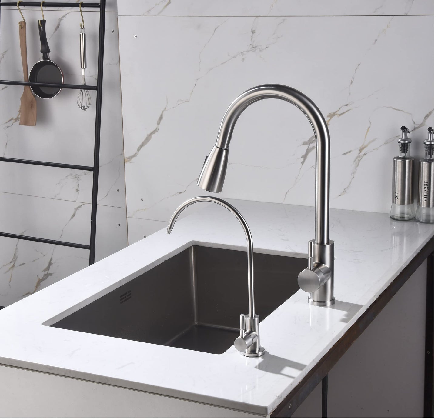 Apaix Drinking Water Faucet Brushed Stainless Steel, Kitchen Water Purifier Faucet Brushed Nickel for Non-Air Gap Reverse Osmosis Water Filtration System