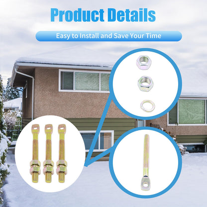 WaanGar 3X Trip Spring Eye Bolts with Nut and Washer 5/8"X6" 09124 90493 Compatible with Meyer & Western STW60-0016 1302005 Snow Plow