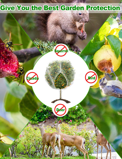 wohohoho 8 x 8ft Large Fruits Tree Netting, Insect Bird Barrier Tree Net with Drawstring and Zipper, Plant Cover Fruit Tree Protection to Prevent Tomato Blueberry Vegetables from Squirrels Birds
