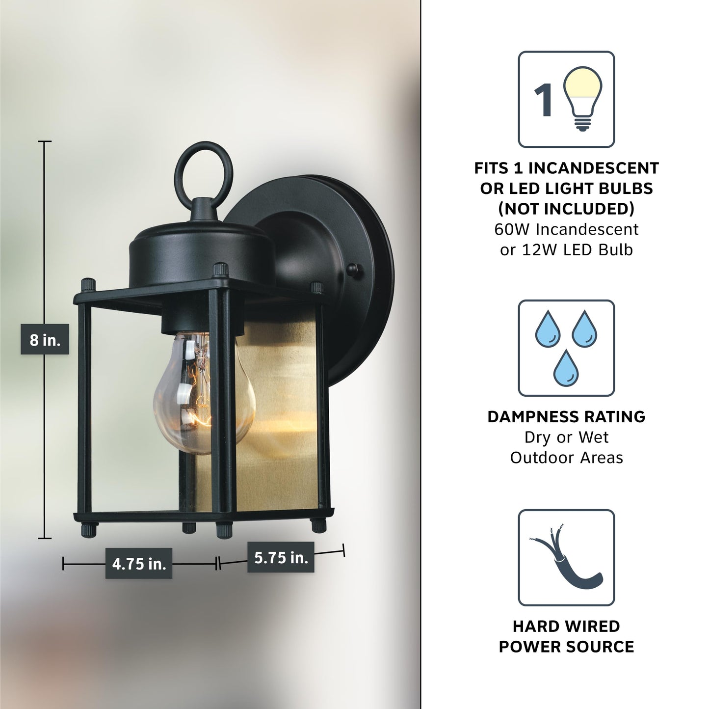 Designers Fountain 1161-BK Value Collection Wall Lanterns, Black