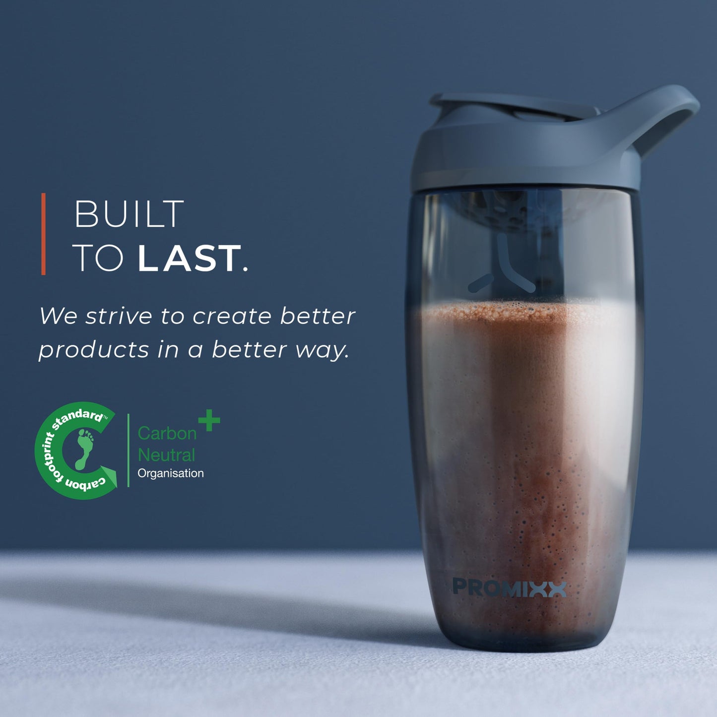 Promixx PURSUIT Protein Shaker Bottle – Premium Sports Shaker Bottles for Protein Mixes and Supplement Shakes – Easy Clean, Durable, Protein Shaker Cup 2-Pack, Midnight Blue+Coral