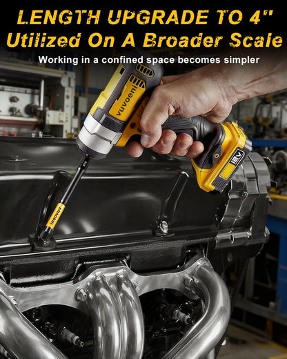 vuvoeni Impact Hex Head Allen Wrench Drill Bit Set 4 in Long (Metric & SAE), 20PCS Allen Bits Magnetism, 1/4'' Hex-Shank S2 Steel for DIY Furniture Assembly & Car Repairs