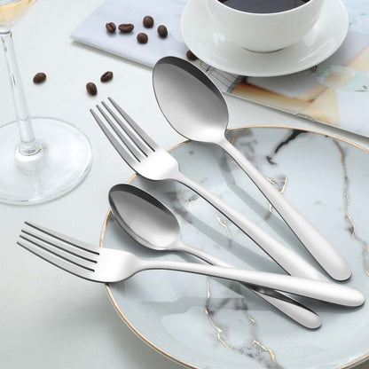 Pleafind 36-Pcs Dinner Spoon Set, 7.4 Inch Silverware, Stainless Steel, Silver, Mirror Polished Tablespoon for Home, Restaurant, Dishwasher Safe