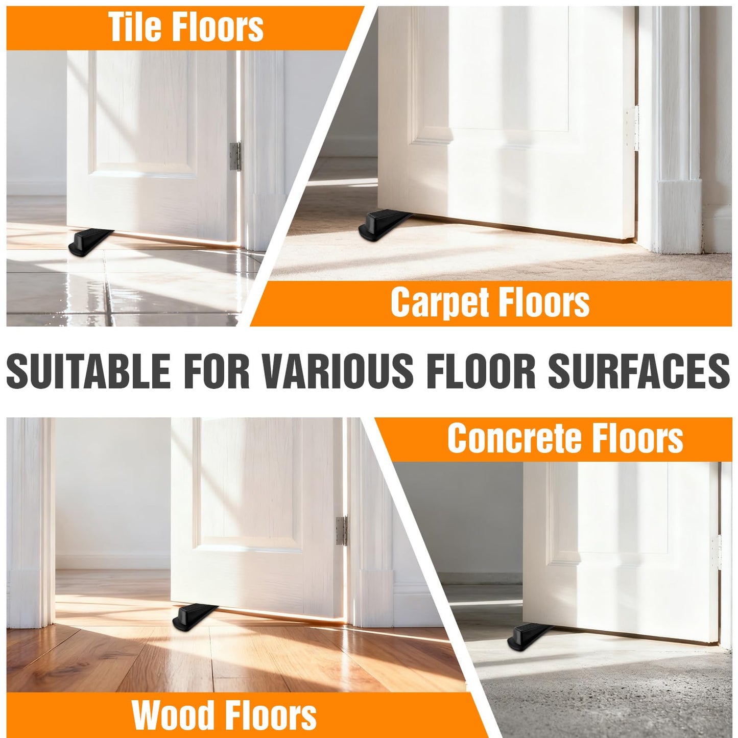 Supkiir 12 Pack Rubber Door Stopper Wedges, Non-Scratching Door Stops for Bottom of Door, Heavy Duty Door Security Stoppers for Tile, Carpet, Wooden