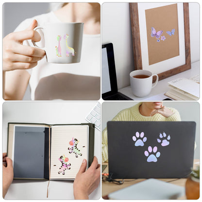 Bylion 20 Sheets Transparent Holographic Overlay Lamination Vinyl A4 Size Self-Adhesive Laminate Waterproof Vinyl Sticker Paper, 8.25 x 11.7 Inches