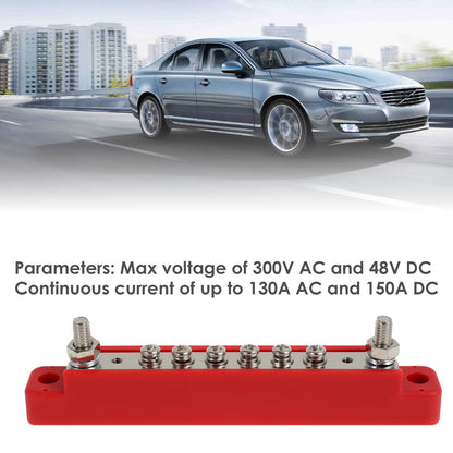 150A 12V Bus Bar with Cover Power Distribution Block 2 x M6(1/4 inch) and 8 x M4(#8) Battery Busbar for Automotive Car Boat