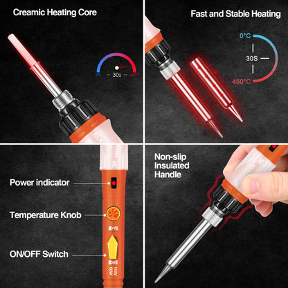 Soldering Iron Kit, KLARYTYMA 60W Upgraded Soldering Iron with ON-Off Switch, Adjustable Temperature and Fast Heating Thermostatic Design, for Circuit Board Repair and Electronic DIY Project