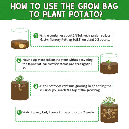 10 Gallon Potato Grow Bags, 6 Pack, Two-Sides Transparent Window Garden Planting Bag with Durable Handle, Thickened Nonwoven Fabric Pots Vegetable Grow Bags for Tomato, Carrot, Onion, Fruits, Flower