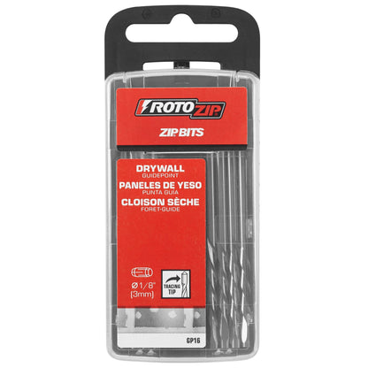Roto Zip GP16 1/8-Inch Guide Point Drywall Cutting Zip Bit, 16-Pack