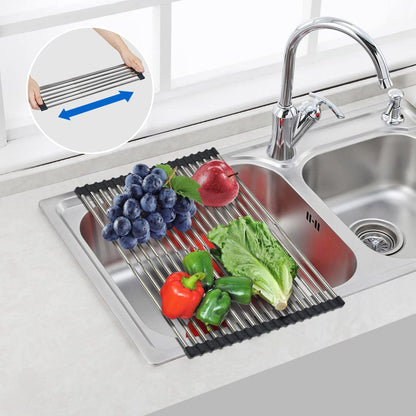 Roll up Dish Drying Rack Over The Sink Kitchen Roll up Sink Drying Rack Portable Dish Rack Dish Drainer (12.79’’21.25’’)