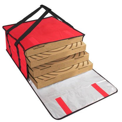 Pizza Carrier Insulated Bags Extra Large for Deliveries – Holds up to 4 Fresh Pizzas, Insulated Pizza Carrier Delivery Bag (Red)