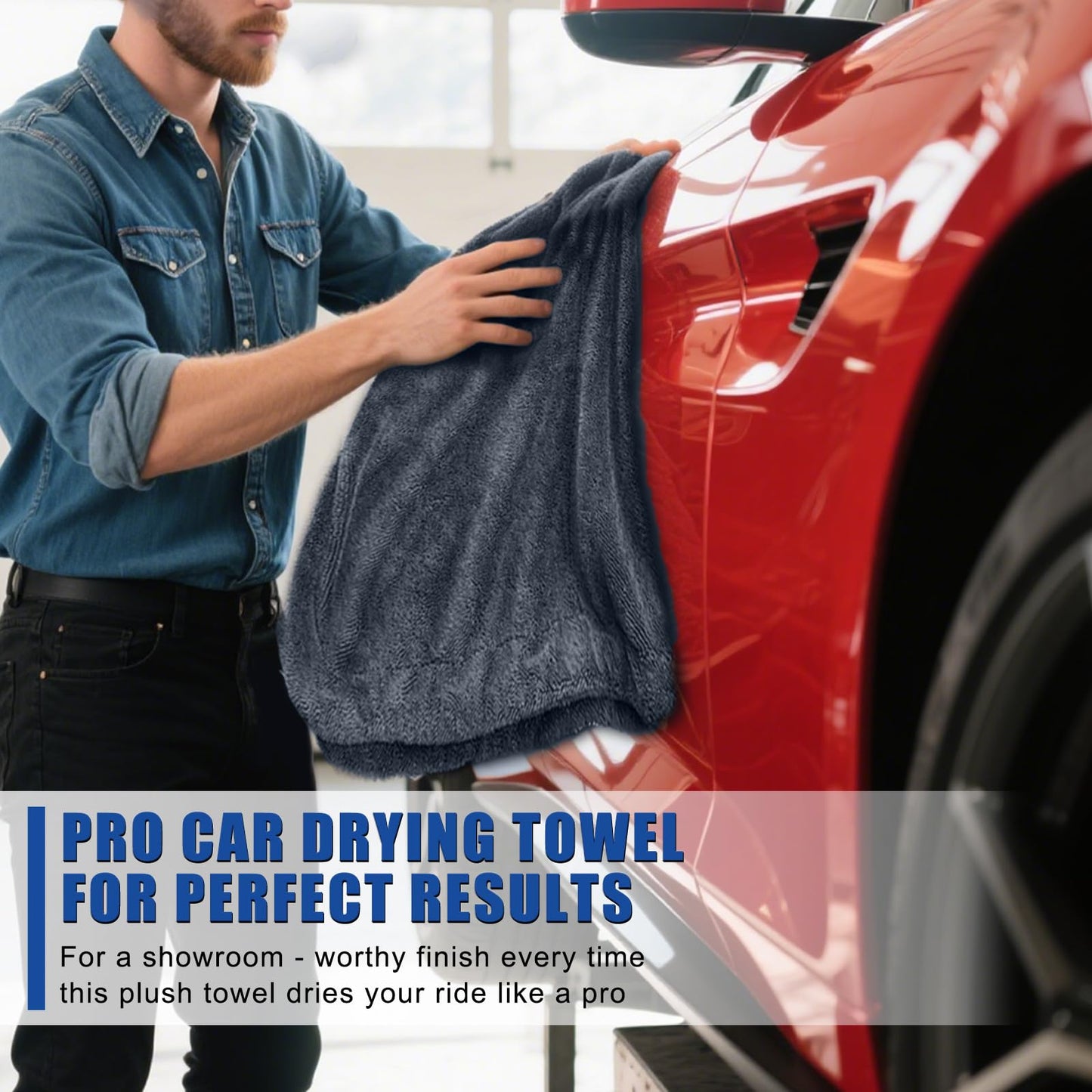 Car Drying Towel, 2 Pack 36 x 24 Inch Microfiber Towels, 1200 GSM Super Absorbent Drying Towel for Car Detailing, Streak Free, Lint Free (Grey, Extra Large)