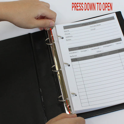 suituts Client Record Book, Hair Stylist Client Profile Book-Binder and Customer Record Cards for Salons, Hair Stylist, Nail, Small Business(100 Sheets Profile Cards, 5.5" X 8.5")