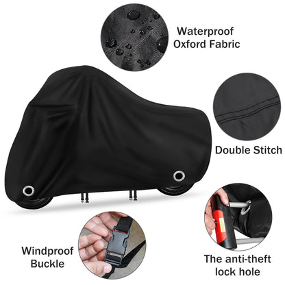 XYZCTEM Scooter Cover,Waterproof Moped Cover, for Vespa Cover Outdoor Protection Against Water, UV, Wind. Black, 72" L