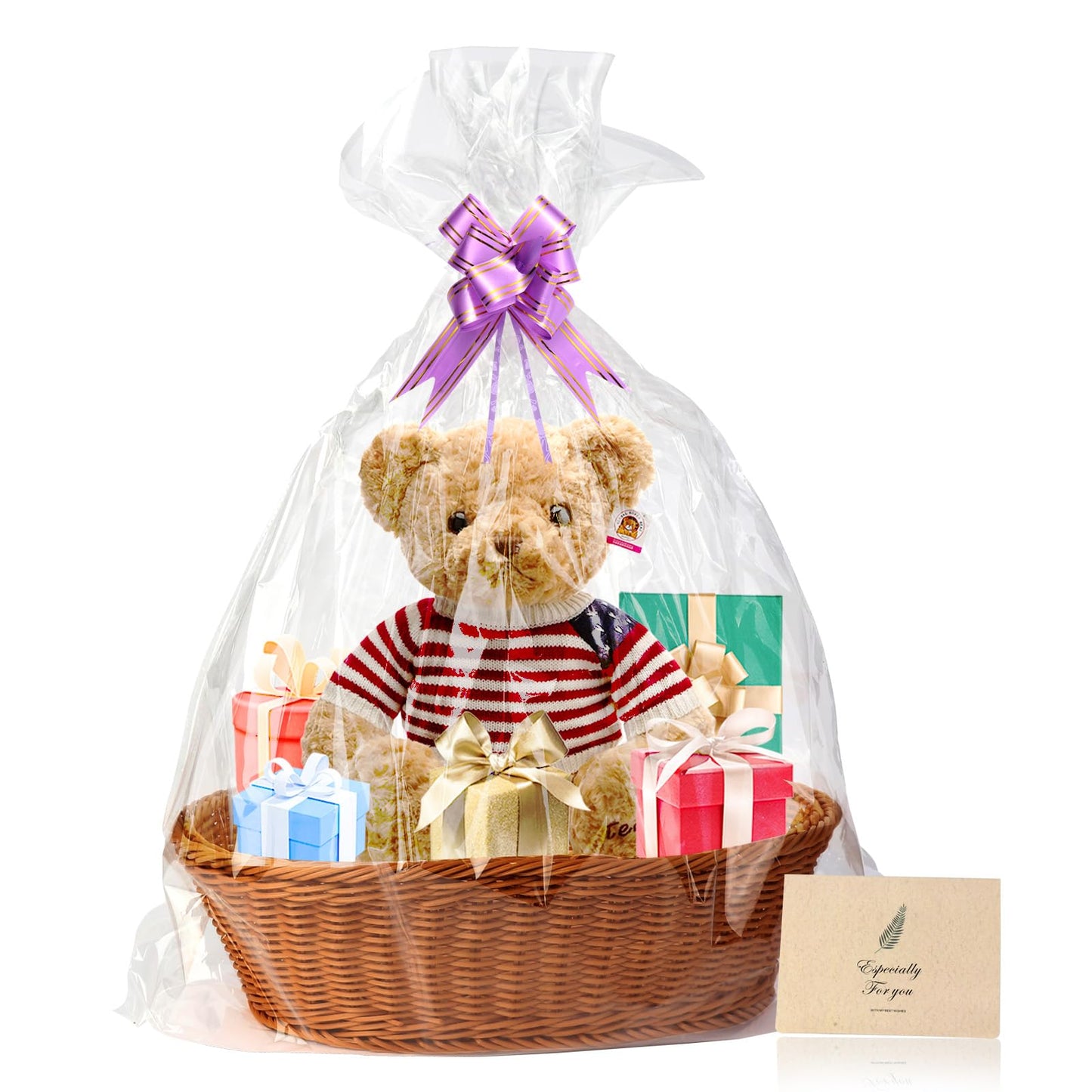 Boensi Wicker Basket, 38x28x12cm Gift basket empty/Fruit Basket – Perfect for Kitchen Storage,Christmas Gift,Table Centerpieces, Serving Bread, Fruit & Vegetable