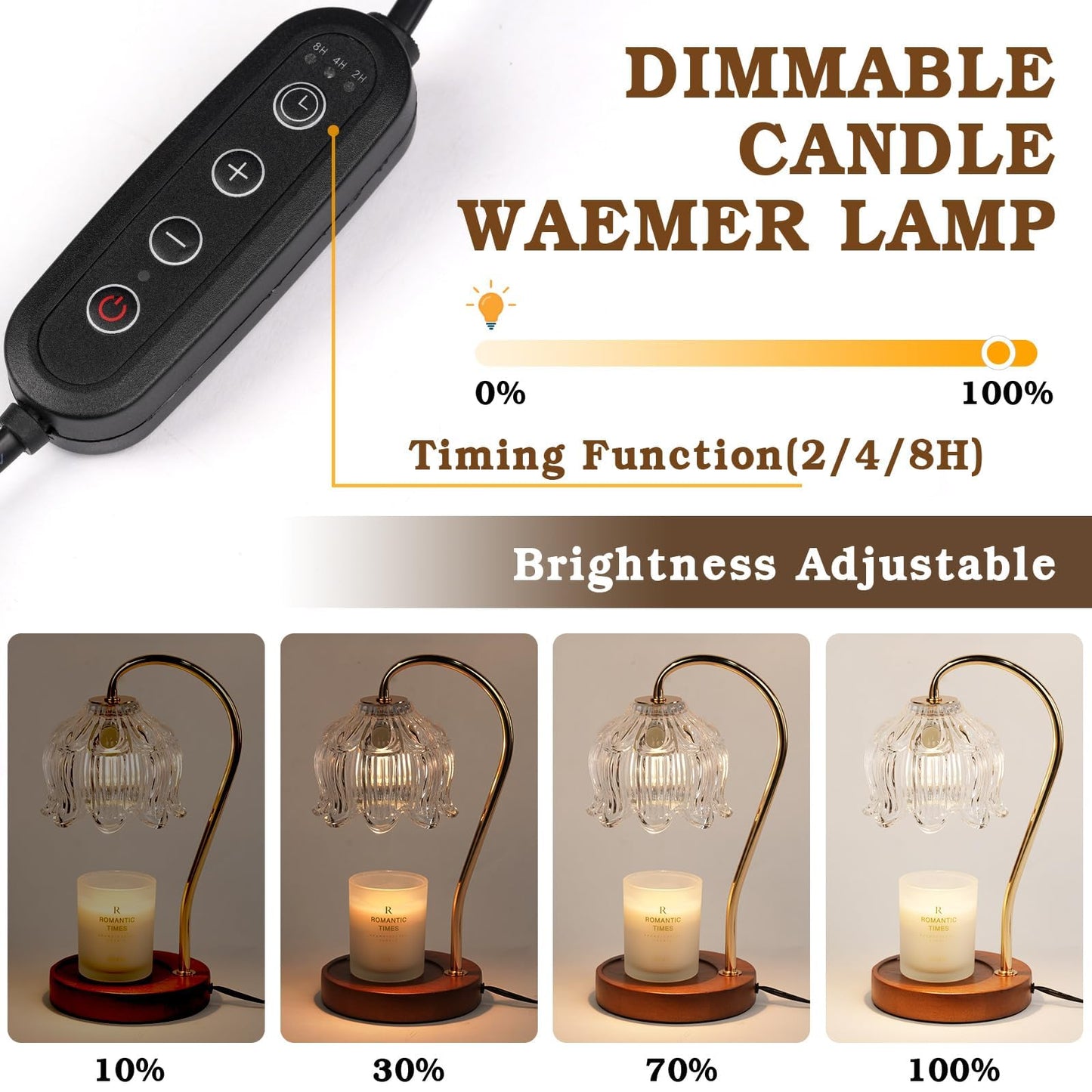 Crystal Candle Warmer Lamp with Timer Dimmer, Flower Candle lamp Warmer, 2 Bulbs, Wax Melter Warmer for Jar Scented Candles, Mothers Day Birthday Gifts Ideas for Women Mom