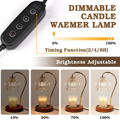 Crystal Candle Warmer Lamp with Timer Dimmer, Flower Candle lamp Warmer, 2 Bulbs, Wax Melter Warmer for Jar Scented Candles, Mothers Day Birthday Gifts Ideas for Women Mom