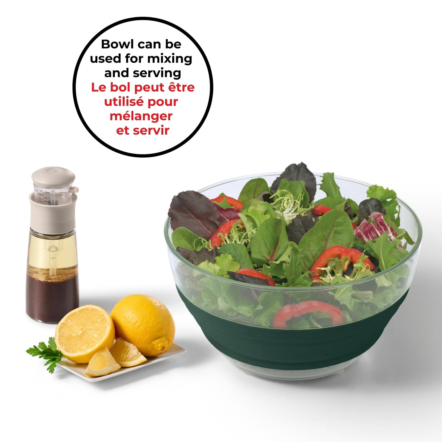 Starfrit Collapsible Salad Spinner 3L Capacity - Compact Storage - Basket Doubles as Colander - Bowl Can Be Used For Serving