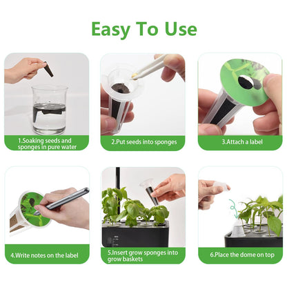 251PCS Seed Pod Kit for Aerogarden, Hydroponics Growing System for Garden Indoor, Grow Anything Kit for Hydroponics, 60 Grow Sponges, 60 Pod Labels, 15 Baskets, 15 Domes,100 Plant Labels, 1 Tweezers