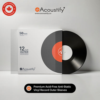 Acoustify Premium Acid-Free Anti-Static Vinyl Record Outer Sleeves, 50-Pack - Crystal Clear True 3 Mil, 12.75" x 12.75" for Single & Gatefold 12" LPs