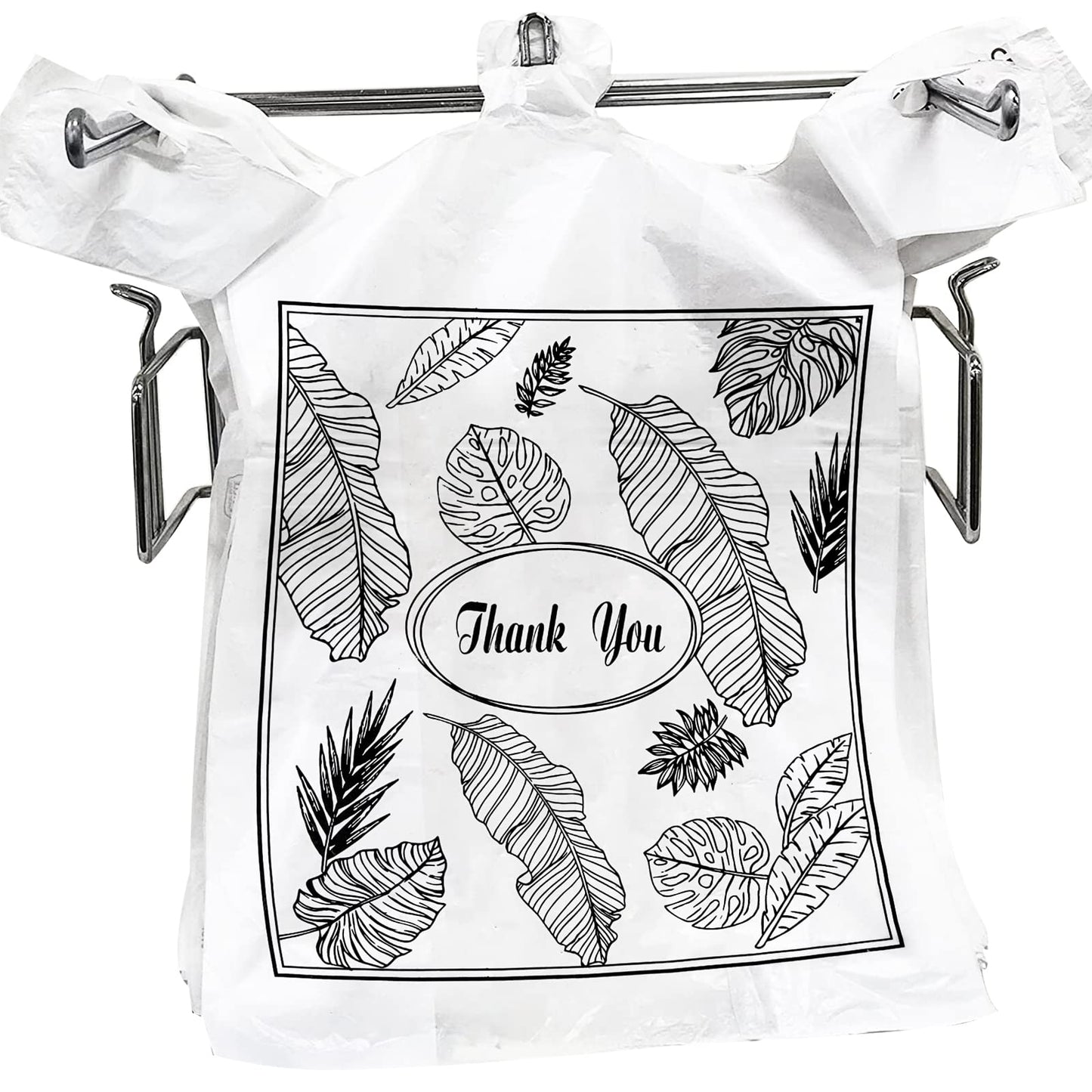 Yesland 500 Pack Plastic Bags with Handles, Clear Thank You Plastic Grocery Bags Shopping Bag, 13 X 7 X 21 Inch Reusable T-shirts Carryout Shopping Bags for Restaurants, Trash