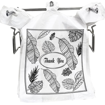 Yesland 500 Pack Plastic Bags with Handles, Clear Thank You Plastic Grocery Bags Shopping Bag, 13 X 7 X 21 Inch Reusable T-shirts Carryout Shopping Bags for Restaurants, Trash