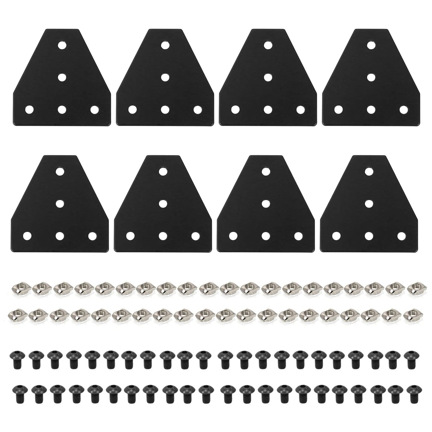 2020 Aluminum Extrusion Connector Bracket Set Included 8PCS Joint Plates,40Pcs M5 T-Slot Nuts and 40Pcs M5x8mm Hex Socket Cap Screw for 2020 Series Aluminum Profile 3D Printer Frame