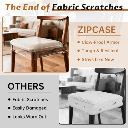 Zipcase [4 Pack Stain, Water and Kitty Scratch Resistant Dinning Chair Covers/slipcovers Chair Protector Waterproof PVC 19x17 inches Bigger Size with Adjustable Belt Strap for Most Chair, Set of 4