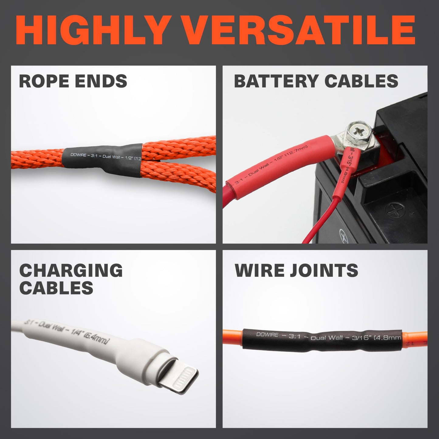Dowire Heat Shrink Tubing 3/8" - Adhesive Lined - 3:1 Ratio - Waterproof Marine Grade Shrink Tube - Wire Shrink Wrap Tubing - Black - 13 Feet
