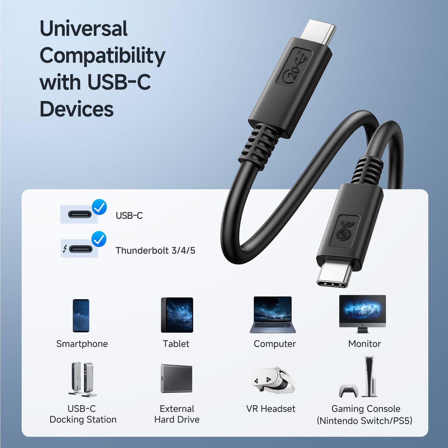 Cable Matters [USB-IF Certified] USB4 Cable 6 ft with 20Gbps Data, 8K Video Support, and 100W Charging, Compatible with Thunderbolt 4 Thunderbolt 3, USB C for MacBook, DELL XPS, Surface Pro and More