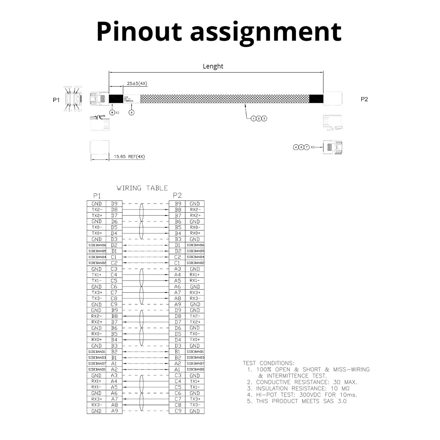 10Gtek Internal Mini SAS HD SFF-8643 Cable, with Sideband, 0.5-Meter(1.6ft), Foldable, Flexible, 2 Pack