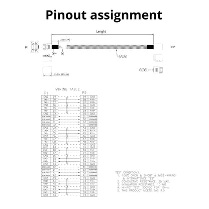 10Gtek Internal Mini SAS HD SFF-8643 Cable, with Sideband, 0.5-Meter(1.6ft), Foldable, Flexible, 2 Pack