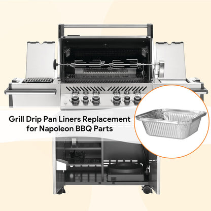 BBQ Grill Drip Pan Liners for Napoleon BBQ Parts Prestige 500, Grill Drip Pan Liners for Napoleon Prestige and Rogue Series Parts, Aluminum Grease Pan Liners for Napoleon BBQ Accessories