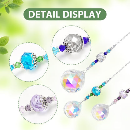 Anxingo Crystal Suncatcher with Chain, Clear Crystal Sun Catcher Hanging Prisms Ball, for Garden Home Wedding Christmas Decor Indoor Window Chandelier (6 Pack)