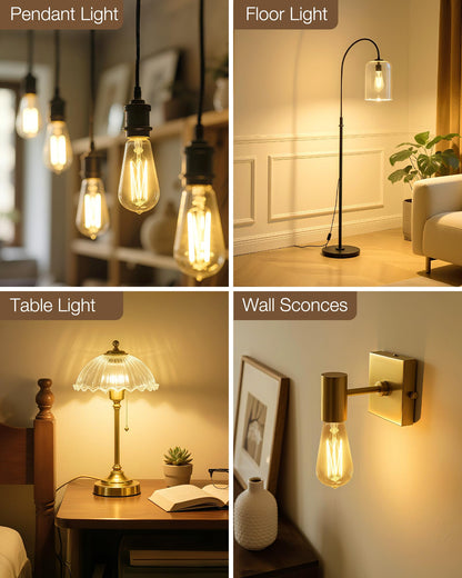 LED Edison Bulbs 60 Watt Dimmable, Vintage E26 Light Bulb Soft White 2700K, ST58 Teardrop Antique Style 60W Equivalent Lightbulbs, Medium Base 6W 700 Lumen 120V, 6 Pack