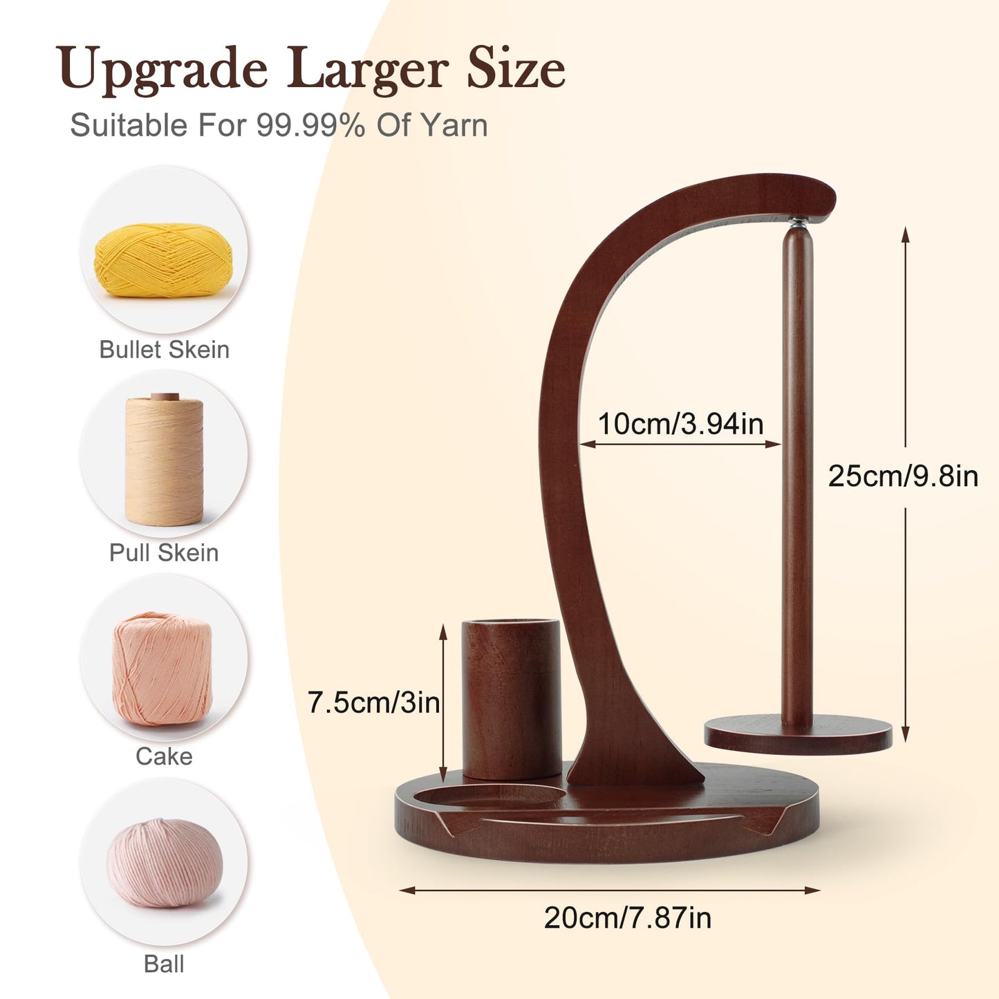 Crochet Yarn Holder, Yarn Spinner for Crocheting with Phone Stand & Crochet Accessories Storage, Crochet Gift for Knitting Lovers (Brown)