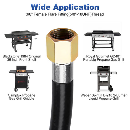 WADEO 12 FT Propane Quick Connect Hose for RV to Gas Grill, 1/4" Quick Connect Hose Converter Replacement for 1 LB Throwaway Bottle Connects 1 LB Portable Appliance to RV 1/4" Female Quick Disconnect