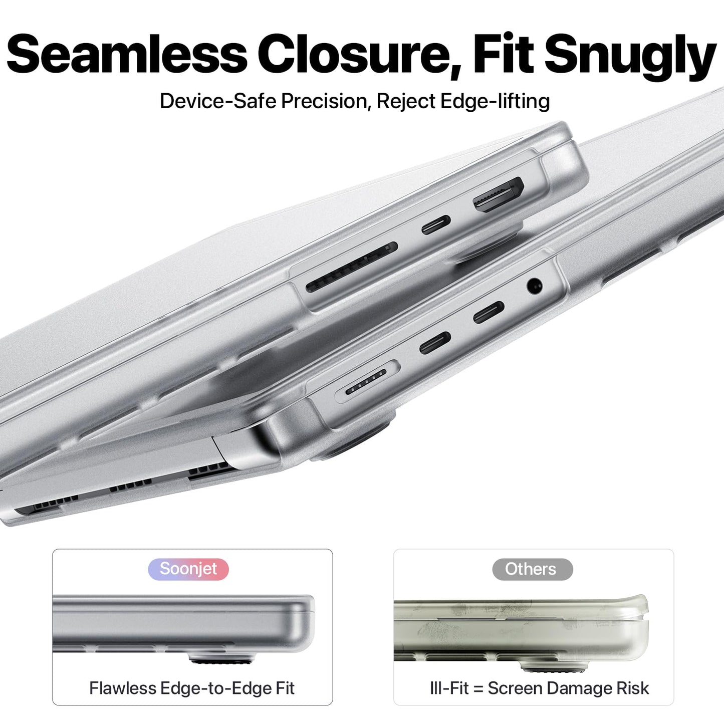 Soonjet CrackGuard for MacBook Pro 14 inch Case M5 M4 M3 M2 M1 Pro/Max 2026 2025-2021 [Anti-Crack Upgrade] [100% Match Official Color] Cover Protective Hard Shell Case Laptop - Matte Clear