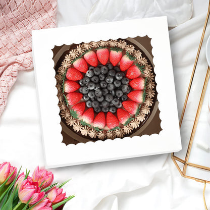 NIKONIKO 10x10x8 inch Cake Box, 10pcs Bakery Boxes with Window and 10pcs Boards, White Cookie Boxes, Disposable Cake Containers for Cookies, Macaroons and Pies